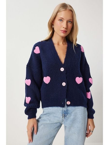 Happiness Istanbul Kardigan w kolorze granatowo-jasnoróżowym rozmiar: onesize. Niebieskie kardigany damskie Happiness Istanbul, bez wzorów, ze splotem. Za 91.34 zł.