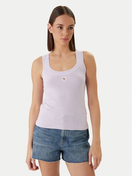 Calvin Klein Jeans Top LV047F355G Różowy Slim Fit. Czerwone topy damskie Calvin Klein Jeans, l, bez wzorów, z bawełny, bez ramiączek. Za 214.99 zł.