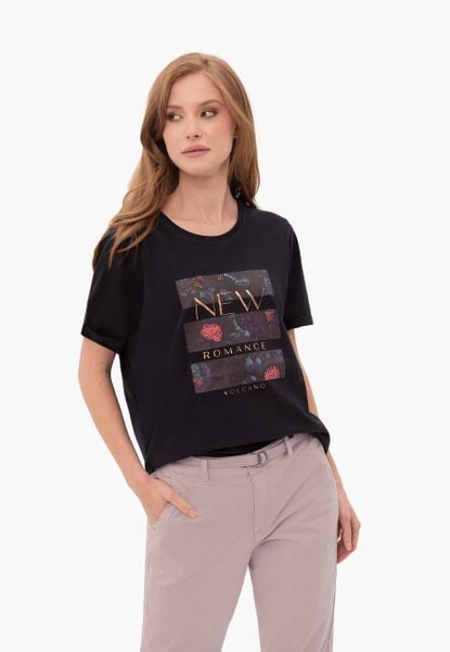 Koszulka z printem, Comfort Fit, T-ROMANCE. T-shirty damskie Volcano, m, bez wzorów, z bawełny, bez ramiączek. Za 59.99 zł.