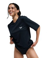 Koszulka rash vest z krótkim rękawem dla Kobiety HAPPY WAVES Czarny. Szare bikini damskie Roxy, l, bez wzorów, z elastanu, bez kołnierzyka. Za 149.99 zł.