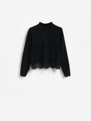 Sweter z lyocellem - czarny. Czarne swetry klasyczne damskie Reserved, l, z dzianiny, bez kołnierzyka. Za 139.99 zł.