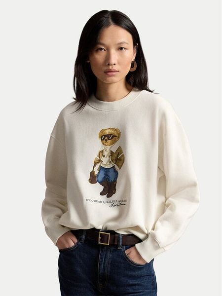 Polo Ralph Lauren Bluza 211B23856001 Kremowy Relaxed Fit. Białe bluzy bez kaptura damskie Polo Ralph Lauren, m, z bawełny. Za 1,103.99 zł.