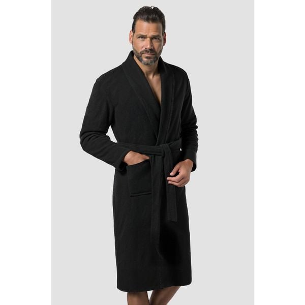 Męski Szlafrok odzież domowa kołnierz szalowy frotte do 8XL. Czarna szlafroki męskie JAY-PI, m, bez wzorów, z bawełny. Za 429.99 zł.