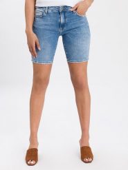 Cross Jeans Szorty dżinsowe "Genna" w kolorze niebieskim rozmiar: W28. Niebieskie szorty damskie Cross Jeans, z aplikacjami, z jeansu, klasyczne. Za 83.42 zł.