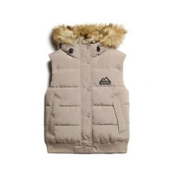 Damska kurtka bez rękawów Superdry Everest. Brązowe kurtki damskie Superdry., na zimę, bez wzorów, z puchu, bez kaptura. W wyprzedaży za 479.25 zł.