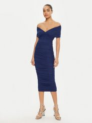 BARDOT Sukienka koktajlowa 59756DB Niebieski Slim Fit. Niebieskie sukienki damskie BARDOT, bez wzorów, z syntetyku, wizytowe, bez kołnierzyka, bez ramiączek. Za 349.99 zł.