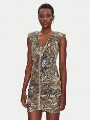 Just Cavalli Sukienka koktajlowa 78PAO949 Brązowy Slim Fit. Brązowe sukienki damskie Just Cavalli, bez wzorów, z syntetyku, wizytowe, bez kołnierzyka, bez ramiączek. Za 729.99 zł.