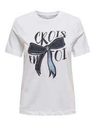 ONLY Koszulka w kolorze białym rozmiar: XS. Białe bluzki damskie Only, xs, bez wzorów, z bawełny, bez kołnierzyka, bez ramiączek. Za 61.46 zł.