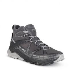 Buty trekkingowe męskie Aku Flyrock Gtx. Szare buty trekkingowe męskie Aku, z gore-texu, za kostkę, bez zapięcia, trekkingowe, gore-tex. Za 874.00 zł.
