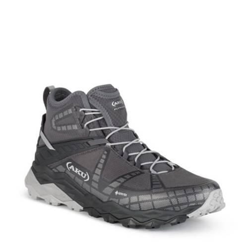 Buty trekkingowe męskie Aku Flyrock Gtx. Szare buty trekkingowe męskie Aku, z gore-texu, za kostkę, bez zapięcia, trekkingowe, gore-tex. Za 874.00 zł.