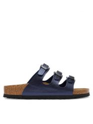 Birkenstock Klapki Florida 1030316 Granatowy. Niebieskie klapki damskie Birkenstock, bez wzorów, ze skóry, bez obcasa. Za 399.99 zł.