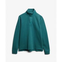Bluza z pół zamkiem błyskawicznym Superdry Cotton Classic Pique Henley. Zielone bluzy bez kaptura męskie Superdry., m. Za 304.15 zł.