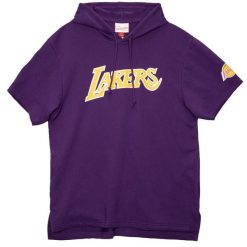 Sweatshirt bluza z krótkim rękawem Los Angeles Lakers. Fioletowe bluzy z kapturem męskie Mitchell & Ness. Za 330.50 zł.