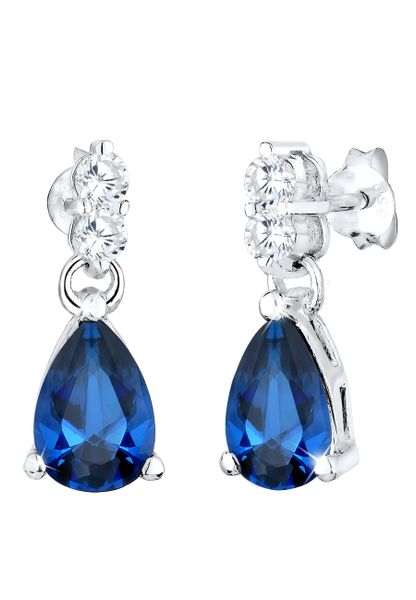 Elli Damskie krople z kryształami cyrkonii i szafirem syntetycznym w srebrze próby 925 Sterling Silver Kolczyki 1 ct. Szare kolczyki damskie Elli, z cyrkonią, srebrne. Za 443.99 zł.