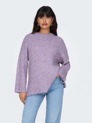 ONLY Sweter w kolorze fioletowym rozmiar: L. Różowe swetry klasyczne damskie Only, l, z wełny, bez kołnierzyka. Za 96.83 zł.