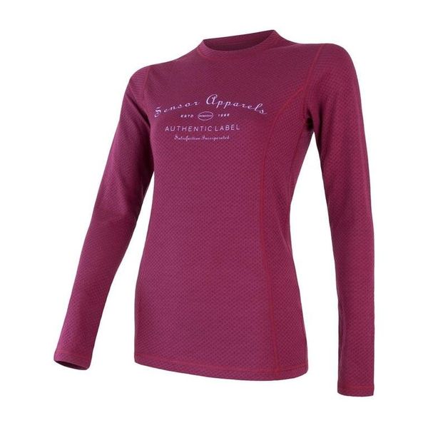 SENSOR Koszulka damska MERINO DOUBLE FACE TEE LS label lilla-M. Czerwone bielizna termoaktywna damska Sensor, m, bez wzorów, z materiału. Za 209.90 zł.