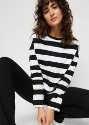 Bluzka z długim rękawem, z czystej bawełny interlock. Czarne bluzki damskie bonprix, bez wzorów, z bawełny, bez kołnierzyka, bez ramiączek. Za 79.99 zł.