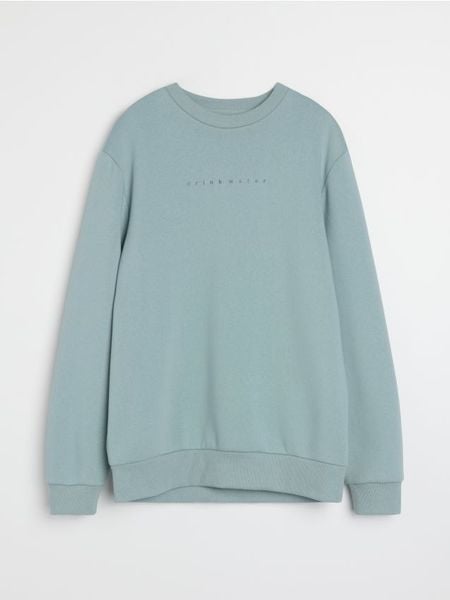 Bluza crewneck z napisem - zielony. Zielone bluzy bez kaptura męskie Sinsay, l. Za 39.99 zł.