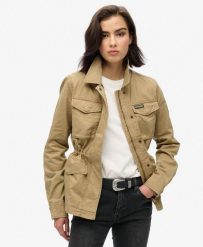 Kurtka Militarna M65 SUPERDRY. Brązowe kurtki damskie Superdry., m, bez wzorów, z bawełny, bez kaptura. Za 457.55 zł.