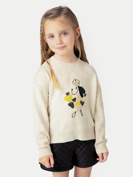 Mayoral Sweter 4359 Beżowy Regular Fit. Brązowe swetry dziewczęce Mayoral, bez wzorów, z syntetyku, bez kołnierzyka. Za 109.99 zł.
