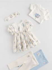 Sukienka z opaską - złamana biel. Sukienki dziewczęce Reserved, bez wzorów, z bawełny, bez ramiączek. Za 75.99 zł.