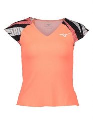 Mizuno Koszulka funkcyjna w kolorze czarno-pomarańczowym rozmiar: XS. Czarne bluzki sportowe damskie Mizuno, xs, bez wzorów, bez ramiączek. Za 66.00 zł.