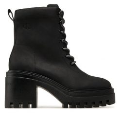 Botki Calvin Klein Jeans. Czarne botki damskie Calvin Klein Jeans, z jeansu, bez obcasa, na słupku, bez zapięcia. Za 429.99 zł.