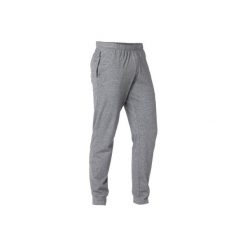Spodnie regular Gym & Pilates 120 męskie. Szare spodnie materiałowe męskie DOMYOS, bez wzorów, z bawełny. Za 44.99 zł.