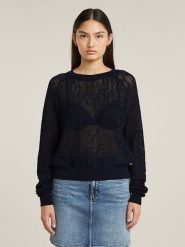 G-Star Sweter w kolorze granatowym rozmiar: S. Niebieskie swetry klasyczne damskie G-Star, s, z bawełny, bez kołnierzyka. Za 239.29 zł.