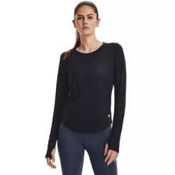 Koszulka damska Under Armour Streaker Longsleeve. Czarne t-shirty damskie Under Armour, xl, bez wzorów, bez kołnierzyka. Za 129.99 zł.