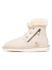 ISLAND BOOT Botki zimowe "Celeste" w kolorze kremowym rozmiar: 37. Brązowe botki damskie Island Boot, na zimę, z materiału, bez obcasa, bez zapięcia. Za 130.99 zł.