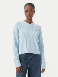 Tommy Hilfiger Sweter WW0WW48433 Niebieski jasny Regular Fit. Niebieskie swetry klasyczne damskie Tommy Hilfiger, xl, z bawełny, bez kołnierzyka. Za 649.99 zł.