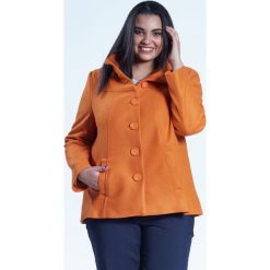 Musztardowa elegancka kurtka płaszcz Vera OVERSIZE PLUS SIZE WIOSNA. Brązowe kurtki damskie Moda Size Plus Iwanek, na wiosnę, plus size, bez wzorów, z tkaniny, bez kaptura. Za 289.00 zł.