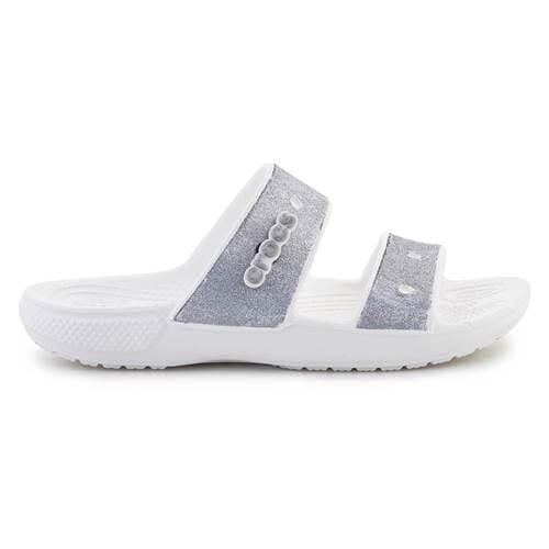 Klapki damskie Crocs Classic. Białe klapki damskie Crocs, bez wzorów, z materiału, bez obcasa. Za 242.00 zł.