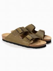 BAYTON Skórzane klapki "Atlas" w kolorze khaki rozmiar: 40. Brązowe klapki damskie Bayton, bez wzorów, ze skóry, bez obcasa. Za 164.79 zł.