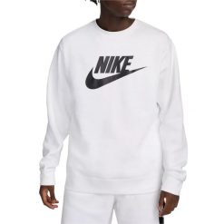 Bluza dresowa sportowa męska Sportswear Club Fleece. Białe bluzy bez kaptura męskie Nike, m, z bawełny. Za 199.99 zł.