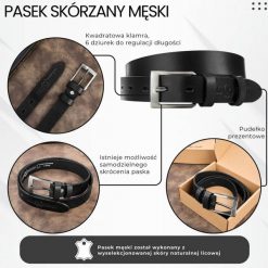 Pasek męski skórzany premium z klasyczną klamrą elegancki czarny 120 cm Paolo Peruzzi PG-09-BL-120. Czarne paski męskie bez wzorów, ze skóry, eleganckie. Za 64.00 zł.