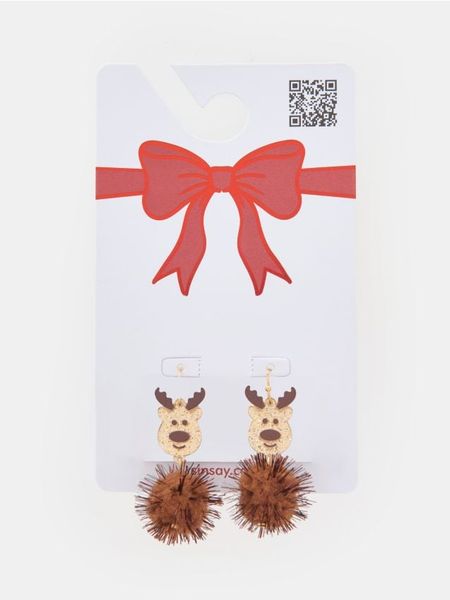 Kolczyki w kształcie renifera - wielobarwny. Kolczyki damskie Sinsay. W wyprzedaży za 5.99 zł.