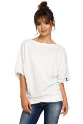 Oversizowa Ecru Bluza ze Ściągaczem na Zakładkę. Czerwone bluzy bez kaptura damskie MOE, l, z bawełny. Za 193.90 zł.