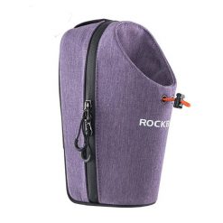 Torba rowerowa na kierownicę z uchwytem na bidon Rockbros P002. Fioletowe torebki klasyczne damskie ROCKBROS, bez wzorów, bez dodatków. Za 89.90 zł.