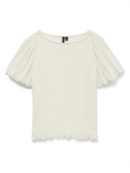 Vero Moda Bluzka w kolorze kremowym rozmiar: XS. Brązowe bluzki damskie Vero Moda, xs, bez wzorów, bez kołnierzyka, bez ramiączek. Za 67.09 zł.