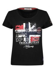 Geographical Norway Koszulka "Jarry" w kolorze czarnym rozmiar: L. Czarne bluzki damskie Geographical Norway, l, bez wzorów, z bawełny, bez kołnierzyka. Za 48.28 zł.