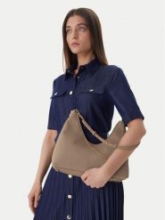 Calvin Klein Torebka Emblem Hw Pebble Shoulder Bag LV04F3495G Beżowy. Brązowe torebki klasyczne damskie CALVIN KLEIN, bez wzorów, ze skóry, bez dodatków. Za 344.99 zł.