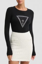 GUESS Czarny damski sweter Ivory. Czarne swetry klasyczne damskie Guess, s, bez kołnierzyka. W wyprzedaży za 201.99 zł.
