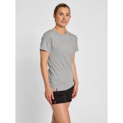 Koszulka damska Hummel Red Heavy. Szare bluzki damskie HUMMEL, s, bez wzorów, z bawełny, sportowe, bez kołnierzyka, bez ramiączek. Za 114.50 zł.