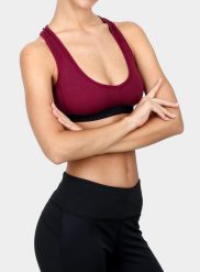 Stanik sportowy Sensor Merino DF Bra. Fioletowe biustonosze sportowe damskie Sensor, bez wzorów, z materiału. Za 130.79 zł.