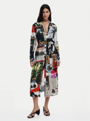 Desigual Sukienka koszulowa Collage 25SWVW45 Kolorowy Regular Fit. Sukienki damskie Desigual, xl, bez wzorów, z wiskozy, bez kołnierzyka, bez ramiączek, koszulowe. Za 559.99 zł.