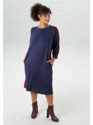 Aniston Sukienka w kolorze granatowym rozmiar: 50. Niebieskie sukienki damskie Aniston, na co dzień, bez wzorów, bez kołnierzyka, bez ramiączek, midi, proste. Za 78.28 zł.