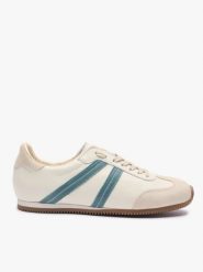 Kremowe półbuty sportowe z turkusowym paskiem. Brązowe półbuty damskie Ryłko, bez wzorów, ze skóry, klasyczne, z okrągłym noskiem, bez obcasa, na płaskiej podeszwie. Za 449.99 zł.