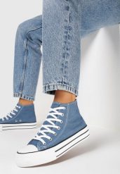 Granatowe Klasyczne Trampki za Kostkę Sateli. Niebieskie trampki i tenisówki damskie Born2be, bez wzorów, za kostkę. Za 59.99 zł.